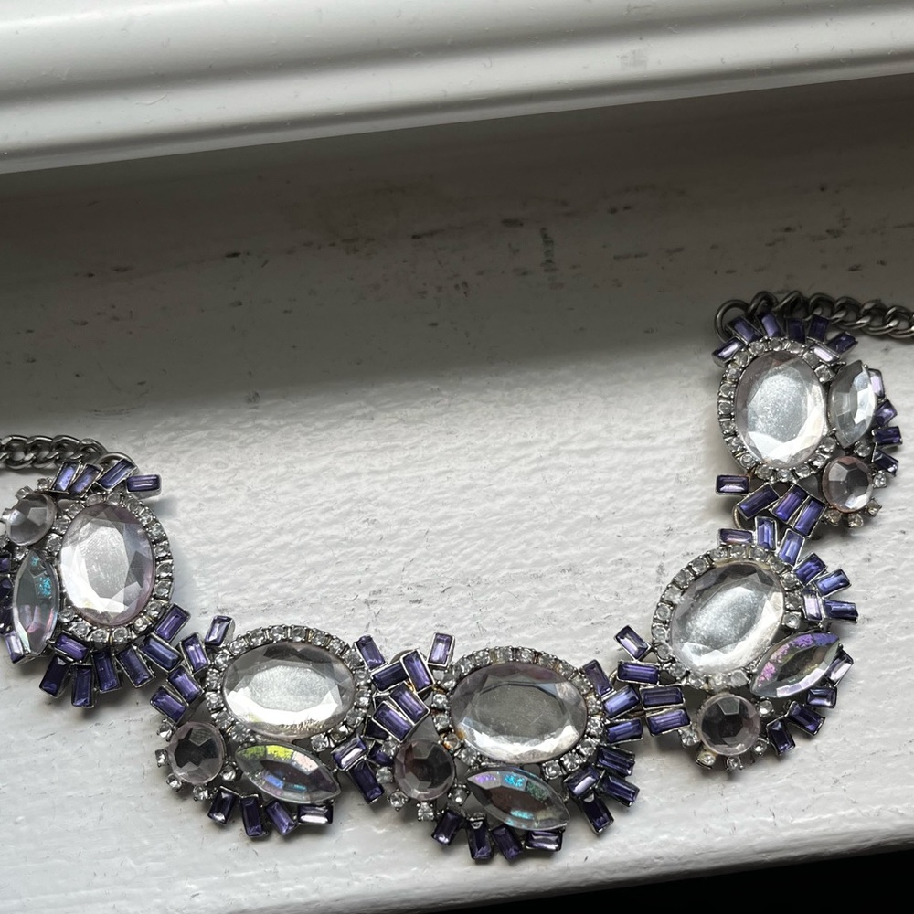 Vivi love-purple and white rhinestone necklace -one small rhinestone missing